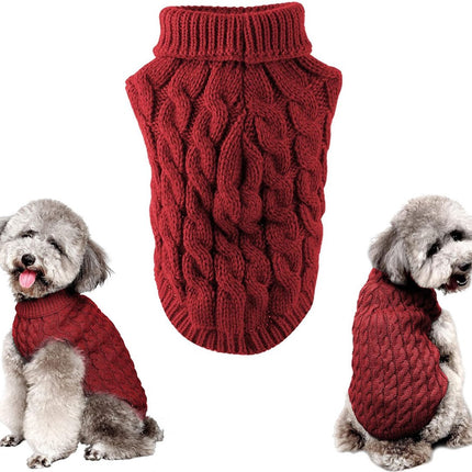 Dog Sweater - Puppy Soft Turtleneck - Size M - Back Length 30cm - Dog Bodywarmer - Dog Coat - Winter Dog Cardigan - For Small to Medium Dogs and Cats - Knitted Clothing - Winter Dog Clothing - Sweater - Christmas Gifts for Pets - Red.