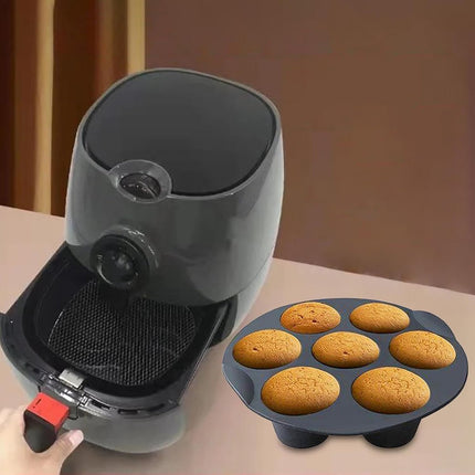 Muffin Pans - Professional High Quality Airfryer Baking Tray - Non-Stick Coating - Cupcake Tray - Muffin Baking Pans - Silicone Baking Mold - Silicone Cupcake Baking Pan - For Muffins, Cupcakes, Mini Quiches - 17.5cm - Black.