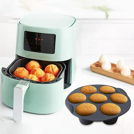 Muffin Pans - Professional High Quality Airfryer Baking Tray - Non-Stick Coating - Cupcake Tray - Muffin Baking Pans - Silicone Baking Mold - Silicone Cupcake Baking Pan - For Muffins, Cupcakes, Mini Quiches - 17.5cm - Black.
