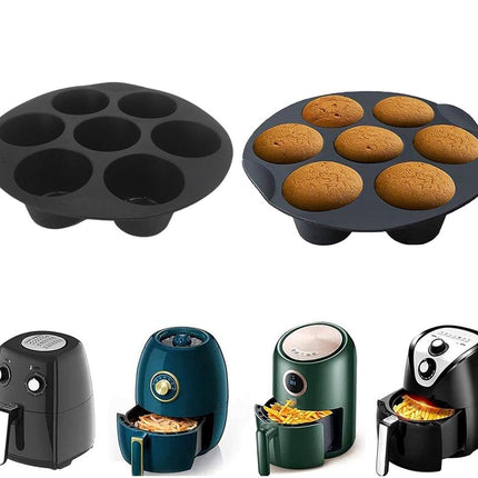 Muffin Pans - Professional High Quality Airfryer Baking Tray - Non-Stick Coating - Cupcake Tray - Muffin Baking Pans - Silicone Baking Mold - Silicone Cupcake Baking Pan - For Muffins, Cupcakes, Mini Quiches - 17.5cm - Black.