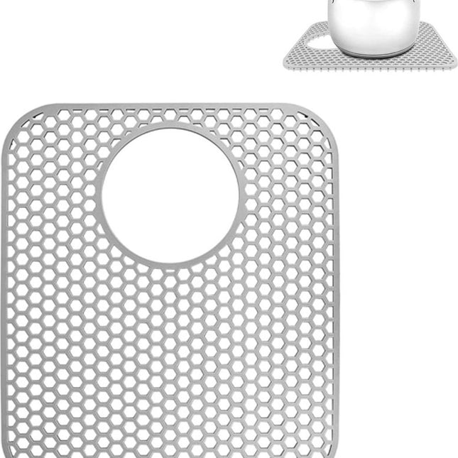 Sink Mat - Grey - 30 X 35 Cm - Kitchen Accessories - Sink Protector - Sink Mat - Washbasin Mat - Draining Mat - Countertop Mat - Silicone Coasters - Silicone - Anti-Scratch - Sink Accessories - For Sink, Cutlery And Glassware.
