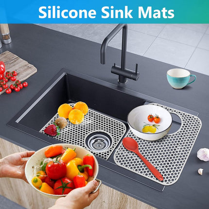 Sink Mat - Grey - 30 X 35 Cm - Kitchen Accessories - Sink Protector - Sink Mat - Washbasin Mat - Draining Mat - Countertop Mat - Silicone Coasters - Silicone - Anti-Scratch - Sink Accessories - For Sink, Cutlery And Glassware.
