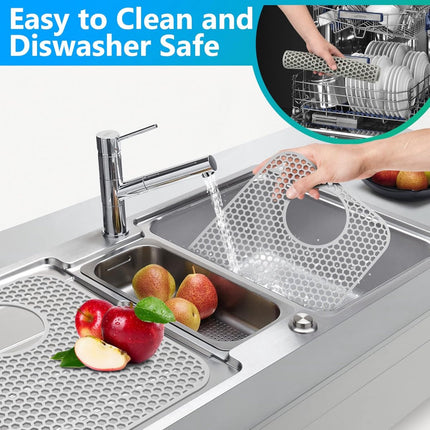 Sink Mat - Grey - 30 X 35 Cm - Kitchen Accessories - Sink Protector - Sink Mat - Washbasin Mat - Draining Mat - Countertop Mat - Silicone Coasters - Silicone - Anti-Scratch - Sink Accessories - For Sink, Cutlery And Glassware.