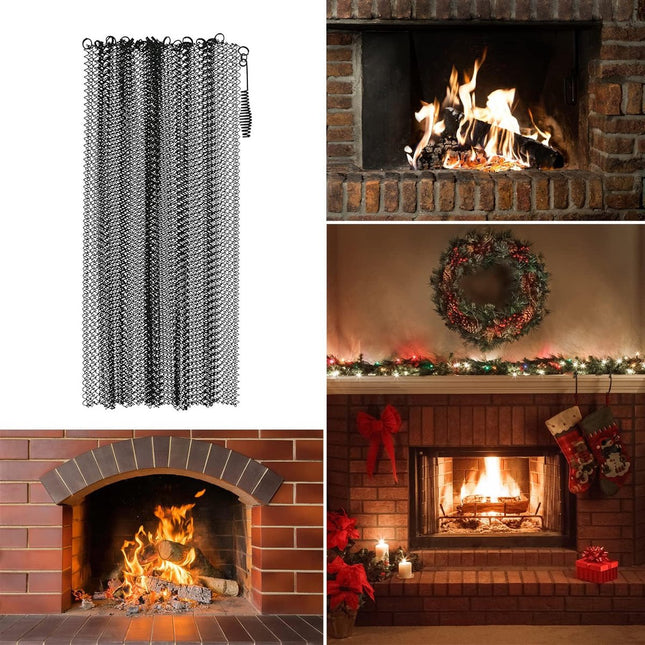 2-Piece Fireplace Screen - Hearth Screen - Spark Guard - With 2 Handles - For Home Fireplace - Fireplace Mesh Screen Curtain - 61x45.7 Cm - Fireplace Mesh Fence Guards.