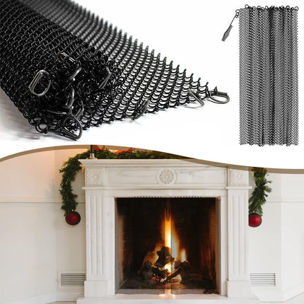 2-Piece Fireplace Screen - Hearth Screen - Spark Guard - With 2 Handles - For Home Fireplace - Fireplace Mesh Screen Curtain - 61x45.7 Cm - Fireplace Mesh Fence Guards.