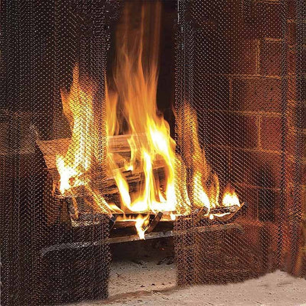 2-Piece Fireplace Screen - Hearth Screen - Spark Guard - With 2 Handles - For Home Fireplace - Fireplace Mesh Screen Curtain - 61x45.7 Cm - Fireplace Mesh Fence Guards.