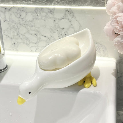 Soap Dish - 2 Pieces - Soap Holder - Soap Box - Small Soap Dish - Self-Draining Soap Holder - Duck Design - Soap Dish - Gift - For Shower, Bathroom, Bathtub, Kitchen Sink - Home Decor - Bathroom Accessories - Plastic - White.