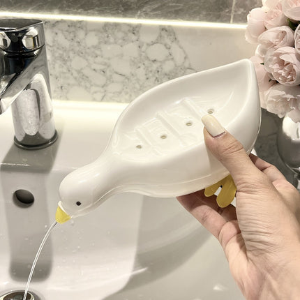 Soap Dish - 2 Pieces - Soap Holder - Soap Box - Small Soap Dish - Self-Draining Soap Holder - Duck Design - Soap Dish - Gift - For Shower, Bathroom, Bathtub, Kitchen Sink - Home Decor - Bathroom Accessories - Plastic - White.
