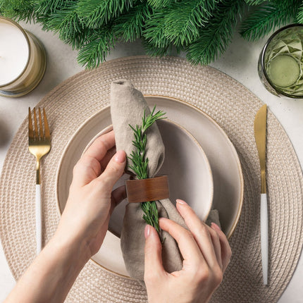 Handmade Round Wooden Napkin Rings - Set of 12 - 2.5 x 5 cm - Wooden Napkin Ring - For Paper and Cloth Napkins - Napkin Ring for Table Decoration, Dining, Anniversary, Birthday, Christmas.