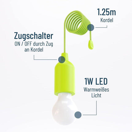 Camping lamp - pull light - Camping - Creative LED Tent Lamp - Portable Camping Lamp - Camplamp - Tent Lighting - Lights - Bright - IPX4 Waterproof - for Outdoor /fishing /Travel /camping /party decoration - Halloween - Christmas - green.