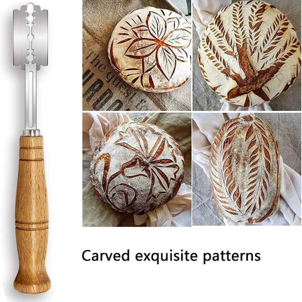 Dough Knife - Blade - Blade Knife - Dough Knife - Baguette Knife - With 5 Blades And Storage Case - Wooden Handle - Bread Knife - Baguette Knife - Baking Enthusiast.