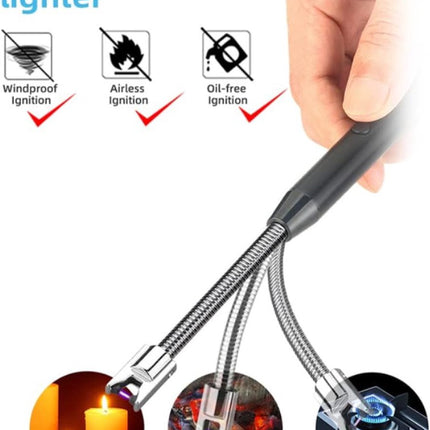 Long Electric Lighter - USB Rechargeable - Kitchen Helpers - USB Electric Stick Lighter - Kitchen BBQ Lighter - For Kitchen, Stove, Camping, Fireworks, Fireplace, Candles, Lighting - Black - 1 Piece.