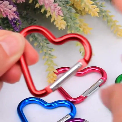 Carabiner - 12 Pieces - Metal Carabiners - Robust - Snap Hook - Aluminum - Snap Hook for Adults - Heart Carabiner - Durable Keychain - Quick Release - For Camping/Hiking/Travel - 6 Colors.