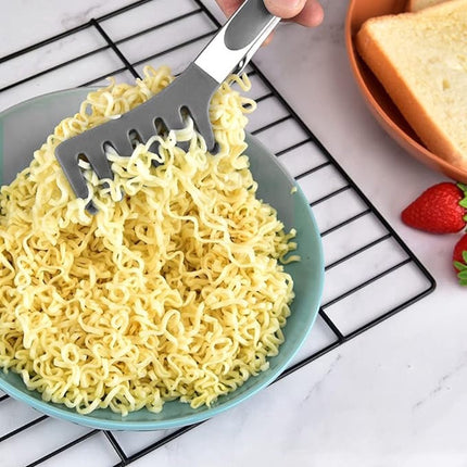 2x Spaghetti Tongs - Kitchen Tongs - Serving Tongs - BBQ Tongs - Stainless Steel and Silicone - Meat Tongs - Heat Resistant - Non-Stick - Barbecue Tongs - Spaghetti Tongs - Salad Tongs - Kitchen Utensils - Barbecue Accessory - 2 Different Shapes - Grey -.
