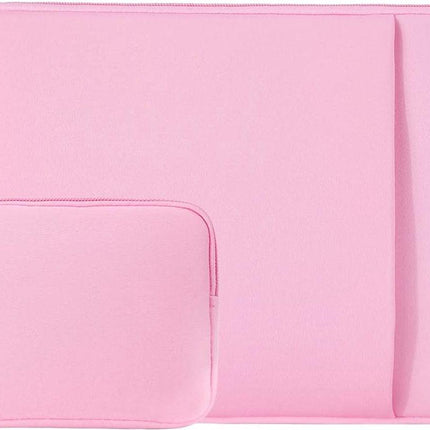 Laptop Case / Sleeve - 15.6 Inch - 2-Piece Extra Compartment - Laptop Sleeve with Pouch - Women's / Men's Laptop Bag - Macbook Case with Zipper - Laptop Sleeve - Laptop Case - Laptop Cover - Pink - Shockproof - Scratchproof - Durable.