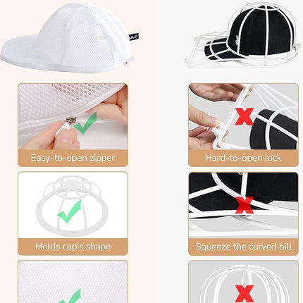 Cap Washer - Cap Washer With Holder And Mesh Bags - Cap Holder - Cap Washing - With Zipper - Cap Washer - Cap Cleaner - Ladies & Gentlemen's Caps - Baseball Cap - Cap - Cap - Cap Washing Holder - Keep Your Cap Clean And In Shape - For Every Cap.