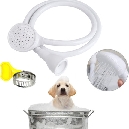 Pet Bath and Shower Set - Dog/Cat Shower Head - Dog Sprayer - Includes Garden Hose and Attachments - For Pets, Hair Washing, Rinsing Vegetables - Taps with a Diameter of 1.4-2.7 cm - White.