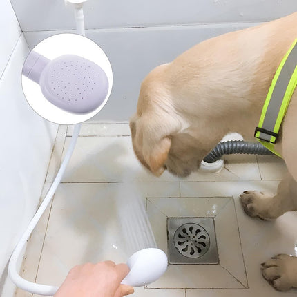 Pet Bath and Shower Set - Dog/Cat Shower Head - Dog Sprayer - Includes Garden Hose and Attachments - For Pets, Hair Washing, Rinsing Vegetables - Taps with a Diameter of 1.4-2.7 cm - White.
