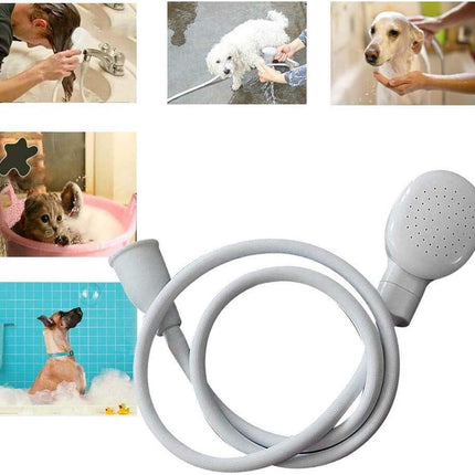 Pet Bath and Shower Set - Dog/Cat Shower Head - Dog Sprayer - Includes Garden Hose and Attachments - For Pets, Hair Washing, Rinsing Vegetables - Taps with a Diameter of 1.4-2.7 cm - White.