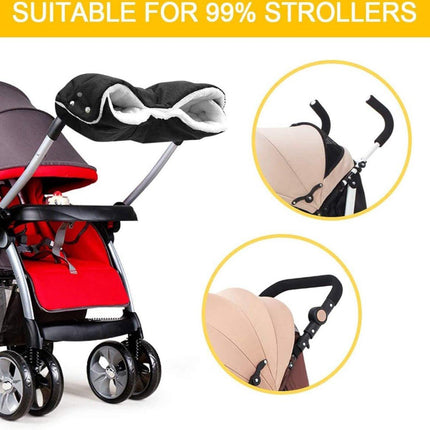 Stroller Glove Hand Warmer - Gloves for Strollers - Buggy Hand Warmer - Lined Gloves - Universal - Waterproof and Windproof - Warm Hands - Removable - Stroller - Children - Buggy Accessories - Black.