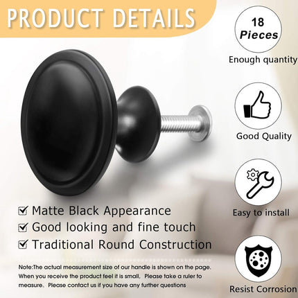 Handles - 18 Pieces - Cabinet Handles - Furniture Handles - Kitchen Handle - Antique Knobs - 30MM - Cabinet Handles - Kitchen Cabinet Handles - Furniture Handle - Kitchen Handle - Door Handle - Drawer Handle - Incl. Screws - Stainless Steel - Black - Mode.