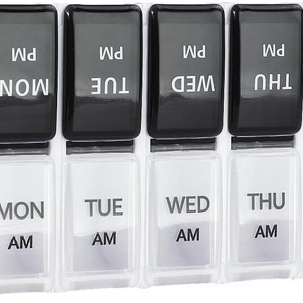 7-Day Pill Box - Portable Medicine Box - Removable Pill Box - Strong Lock Pill Boxes - Medicine Organizer - Morning / Evening Compartments - For On the Go - For Travel/Daily Use - For Vitamins, Fish Oil, Supplements, Medicines.