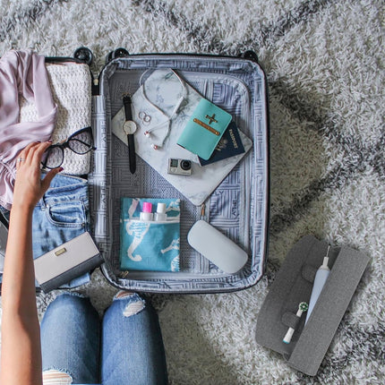 Electric Toothbrush Travel Case - With Magnetic Closure - Toothbrush Holder - Hard Shell Electronic Toothbrush Carrying Case - Universal - Protective Storage Box - 20x6x4 Cm - Grey - 1 Piece.