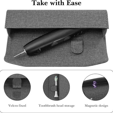 Electric Toothbrush Travel Case - With Magnetic Closure - Toothbrush Holder - Hard Shell Electronic Toothbrush Carrying Case - Universal - Protective Storage Box - 20x6x4 Cm - Grey - 1 Piece.