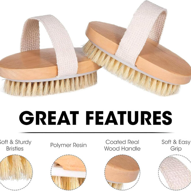 Bath Brush - Dry Brushing - Dry Brush - Body Brush - Skin Brush - Shower Brush - Bath & Shower Accessories - Skin Brush with Natural Bristles - Skin Improvement - Anti-Cellulite Brush.