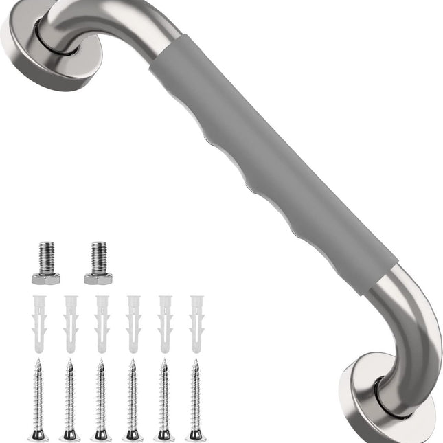 Wall Grab Bar - Extra Grip - Handle/Wall Grab Bar for Bathroom/Shower/Toilet - 30CM - Toilet Grab Bar - Bath Grab Bar - Shower Grab Bar - Non-Slip Grab Bar - Bathroom - Kitchen - Stairs - Kitchen Cabinet Handle - Furniture Hardware - Mounting Material Inc.