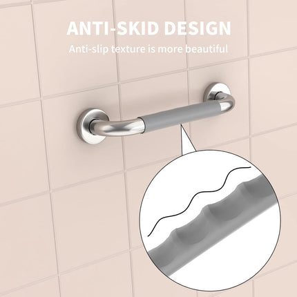 Wall Grab Bar - Extra Grip - Handle/Wall Grab Bar for Bathroom/Shower/Toilet - 30CM - Toilet Grab Bar - Bath Grab Bar - Shower Grab Bar - Non-Slip Grab Bar - Bathroom - Kitchen - Stairs - Kitchen Cabinet Handle - Furniture Hardware - Mounting Material Inc.