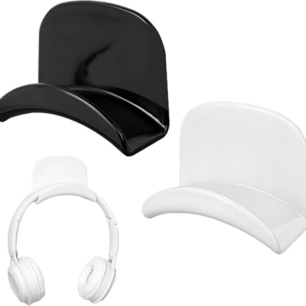 Headset Holder - 2-Piece Headphone Hook - Headset Stand - Universal Headphone Hook - Gaming Headset Stand - Headphone Hook Wall Mount - For Most Gaming Headphone Controllers - White+Black.