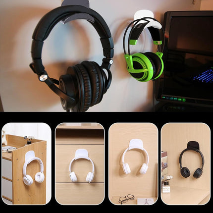 Headset Holder - 2-Piece Headphone Hook - Headset Stand - Universal Headphone Hook - Gaming Headset Stand - Headphone Hook Wall Mount - For Most Gaming Headphone Controllers - White+Black.