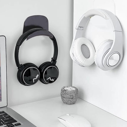 Headset Holder - 2-Piece Headphone Hook - Headset Stand - Universal Headphone Hook - Gaming Headset Stand - Headphone Hook Wall Mount - For Most Gaming Headphone Controllers - White+Black.