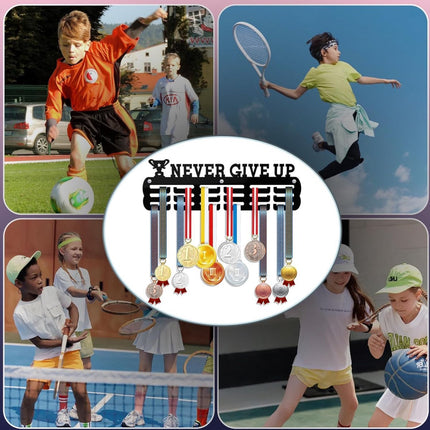 Medal Hanger - Medal Holder - Medal Rack - Medal Organizer - Medal Display - Hooks for Prizes - Hanging Hooks - Running Marathon - Football - Medals - Display - Winner's Gift - Carnival Medals - Black - Includes Mounting Set.