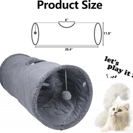Cat Tunnel with Play Ball - 67cm - Play Tunnel - Rabbit Tunnel - Cat House - Dog Tunnel - Cat Toys - Cat Toys - Crawl Tunnel - Cat Toy - Foldable - Extra Sturdy - Anthracite.