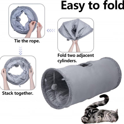 Cat Tunnel with Play Ball - 67cm - Play Tunnel - Rabbit Tunnel - Cat House - Dog Tunnel - Cat Toys - Cat Toys - Crawl Tunnel - Cat Toy - Foldable - Extra Sturdy - Anthracite.