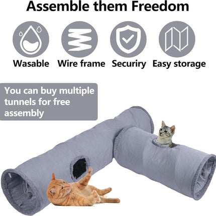 Cat Tunnel with Play Ball - 67cm - Play Tunnel - Rabbit Tunnel - Cat House - Dog Tunnel - Cat Toys - Cat Toys - Crawl Tunnel - Cat Toy - Foldable - Extra Sturdy - Anthracite.