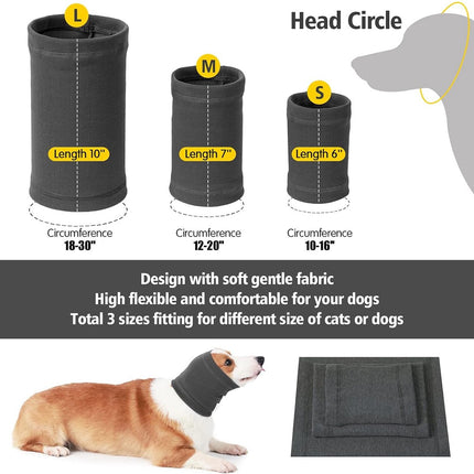 Dog Ear Protector - Dog Ear Protection - Noise-Dampening Dog Headband - Noise-Resistant Dog Neck Collar - Ear Protection For Dogs - Dog Ear Protector - Comfortable - Soothing - Soft - Anxiety Relief Noise Protection - Size M - Grey.