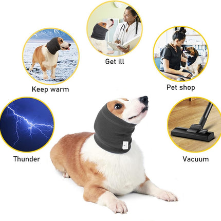 Dog Ear Protector - Dog Ear Protection - Noise-Dampening Dog Headband - Noise-Resistant Dog Neck Collar - Ear Protection For Dogs - Dog Ear Protector - Comfortable - Soothing - Soft - Anxiety Relief Noise Protection - Size M - Grey.