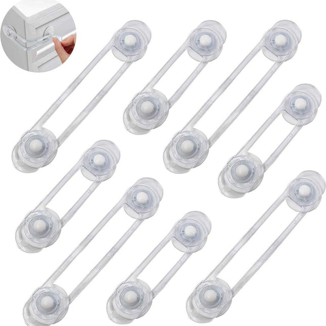 Child Locks for Cabinets - 8 Pieces - Drawer Lock - Cabinet Lock - Baby Safety - Baby Cabinet Security - Self-Adhesive Child Lock - Safety Hooks - Transparent - Self-Adhesive 3m - For Baby Safety - No Drilling or Screws - For Cabinet, Door and Drawer.