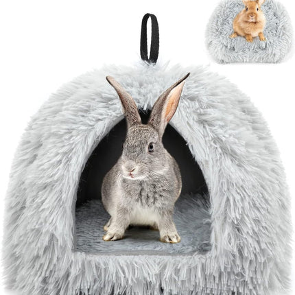 Cat Basket - Rabbit House - Cat House - Plush - Warmth - 40x40x37 CM - Rodent - Cat Bed - Kitten Basket - Animal House - Cat Cushion - Cat Den - Cat Houses - Cat Cave - Grey - Comfortable & Soft - For Rabbits, Cat, Guinea Pigs, Hamsters, Puppies.