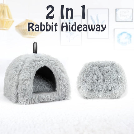 Cat Basket - Rabbit House - Cat House - Plush - Warmth - 40x40x37 CM - Rodent - Cat Bed - Kitten Basket - Animal House - Cat Cushion - Cat Den - Cat Houses - Cat Cave - Grey - Comfortable & Soft - For Rabbits, Cat, Guinea Pigs, Hamsters, Puppies.