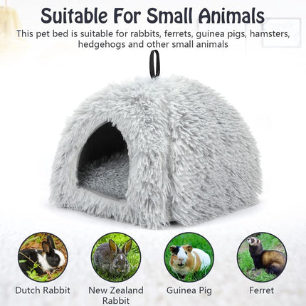 Cat Basket - Rabbit House - Cat House - Plush - Warmth - 40x40x37 CM - Rodent - Cat Bed - Kitten Basket - Animal House - Cat Cushion - Cat Den - Cat Houses - Cat Cave - Grey - Comfortable & Soft - For Rabbits, Cat, Guinea Pigs, Hamsters, Puppies.
