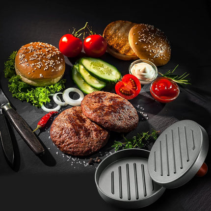 Hamburger Press - Stainless Steel - Hamburger Maker - Burger Press - Burger Press - Hamburger Presses - Hamburger Shaper - Burger Meat Press - Includes 100 Sheets of Wax Paper - Dishwasher Safe - BBQ Accessories - BBQ Tools.