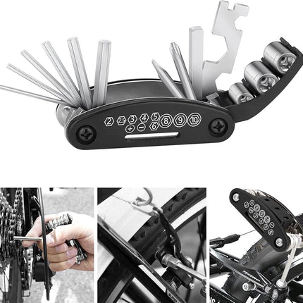 16-in-1 Bicycle Tool - Professional Bicycle Tool Set - Portable Foldable - Multifunctional Cycling Repair Kit - Bicycle Equipment Tools - Ideal for Bicycles / Mountain Bikes / Everyday Cyclist / Cycling Enthusiast.