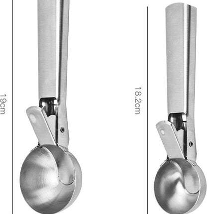 Ice Cream Scoop - 2 Pieces - Ice Cream Spoon - Ice Cream Scooping Spoon - Small Ice Cream Scoop - Ice Cream Ball Tongs - Portioning Spoon - Ice Cream Ball Tongs - Fruit Scoop - Eject Valve - Includes Releaser - Kitchen Utensils - Ergonomic - For Ice - Sta.