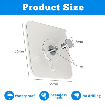 Self-Adhesive Nails - 10 Pieces - Adhesive Stick-on Nails - Hanging System - Towel Hook - Stick-on Hooks - Adhesive Screw - Picture Hanger - Flat Head - No Drilling Required - High Load Capacity - Wall Hooks - Hook.