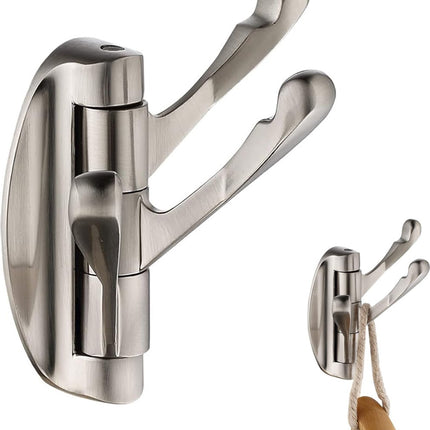 Wall Hook - Swivel Hooks - Foldable Towel Hook - Triple Hook - Hooks - Hanging Hooks - Wall Hook - Coat Hook - Towel Hanger - Towel Hooks - Coat Rack Hook - Coat Rack Hooks - Hat Hook - Metal - For Bathroom, Kitchen - Brushed Silver.