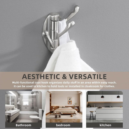 Wall Hook - Swivel Hooks - Foldable Towel Hook - Triple Hook - Hooks - Hanging Hooks - Wall Hook - Coat Hook - Towel Hanger - Towel Hooks - Coat Rack Hook - Coat Rack Hooks - Hat Hook - Metal - For Bathroom, Kitchen - Brushed Silver.
